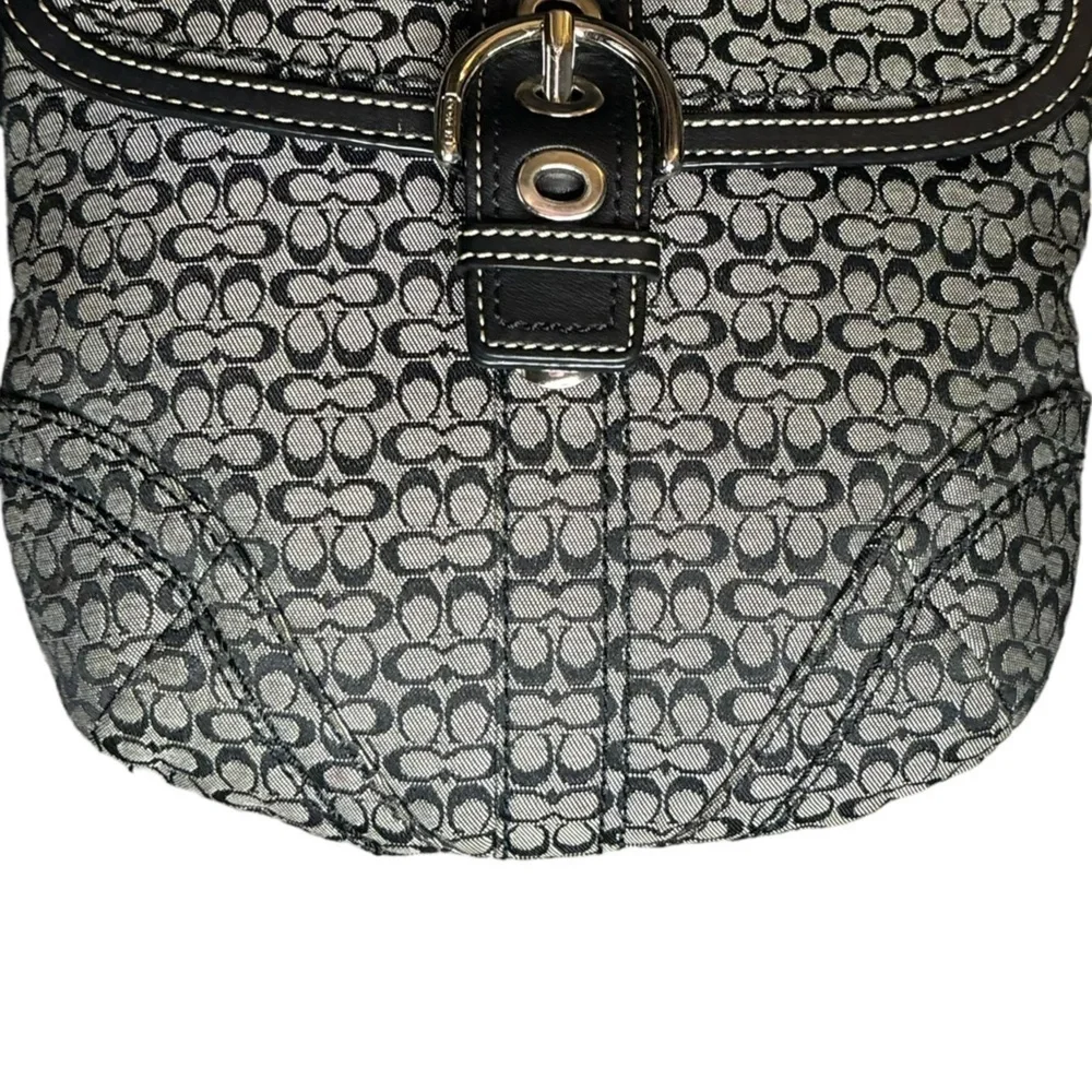 Coach Monogrammed Logo Buckle Small Crossbody Black/White/Silver Hardware